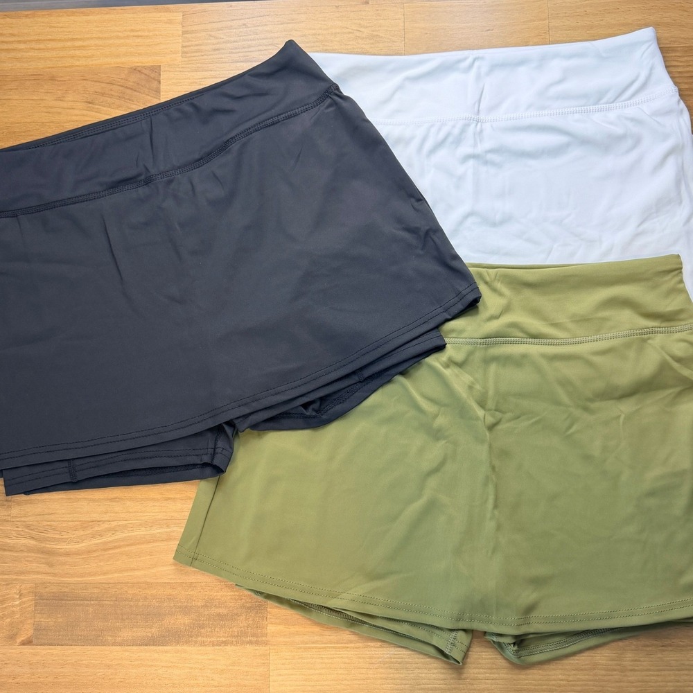 NEW Real Essentials 3-Pack Tennis Golf Pickleball Athletic Skorts Sz L
